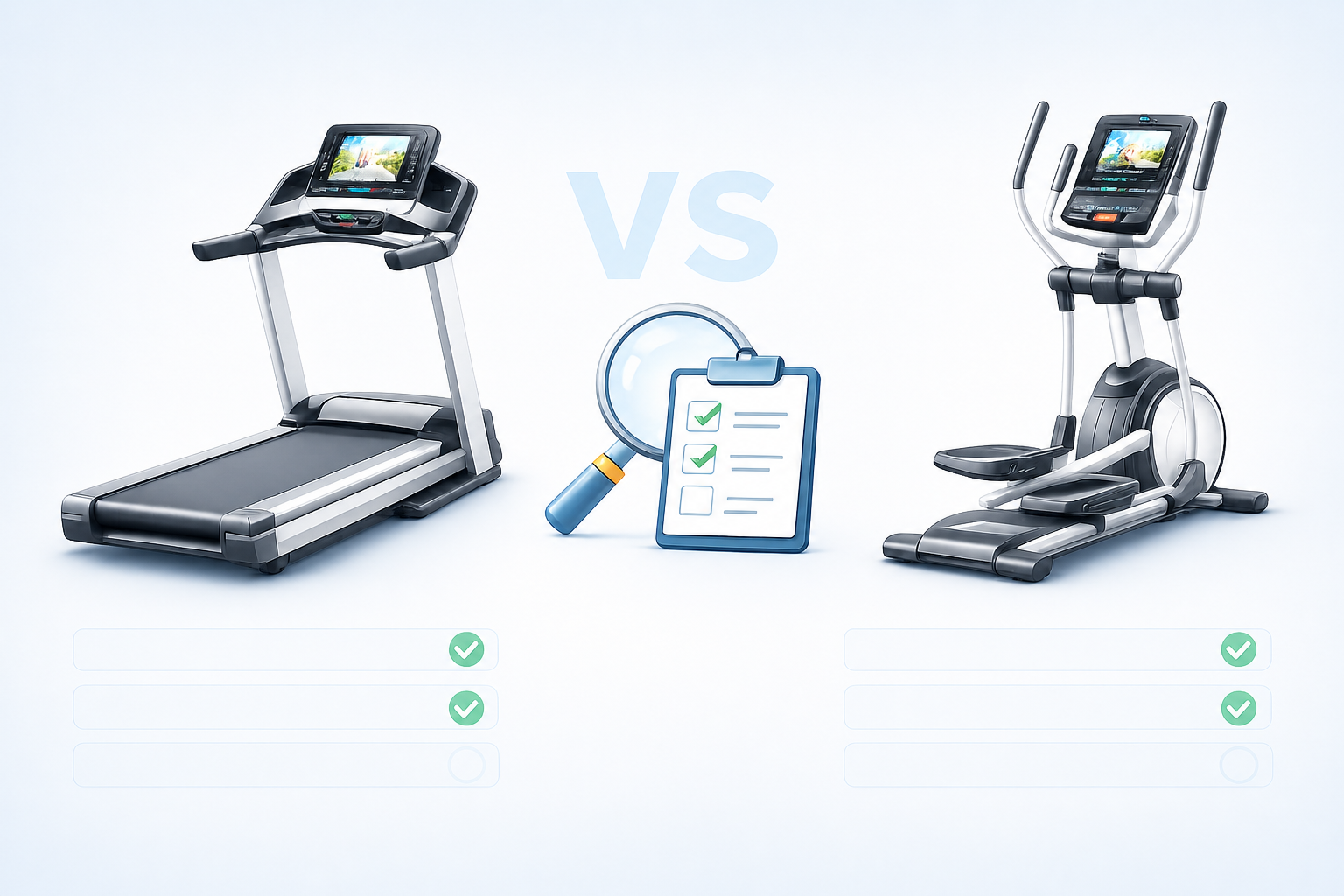 Treadmill and elliptical comparison illustration
